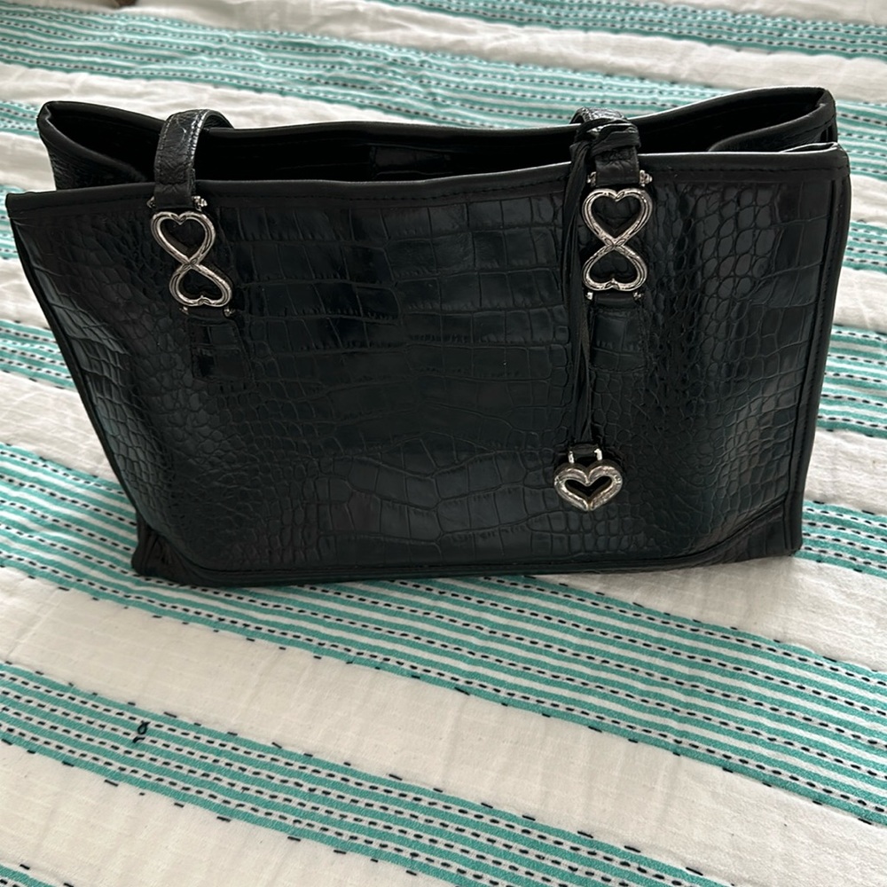 Brighton Black Crocodile Shoulder Bag
